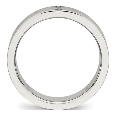 Stainless Steel CZ Grooved Wedding Band – view 3