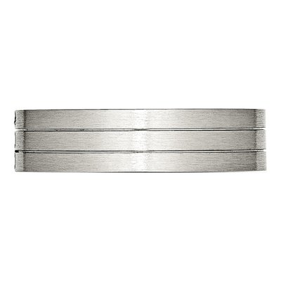 Stainless Steel CZ Grooved Wedding Band – view 4