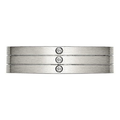 Stainless Steel CZ Grooved Wedding Band – view 5