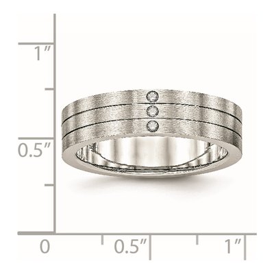 Stainless Steel CZ Grooved Wedding Band – view 8