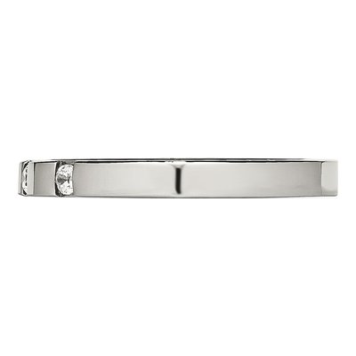 Stainless Steel CZ 3-Stone Flat Wedding Band – view 4