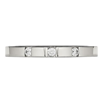 Stainless Steel CZ 3-Stone Flat Wedding Band – view 5