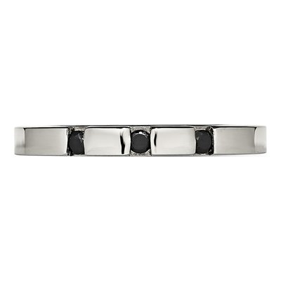 Stainless Steel CZ 3-Stone Flat Wedding Band – view 5
