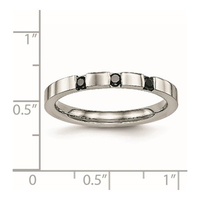 Stainless Steel CZ 3-Stone Flat Wedding Band – view 8