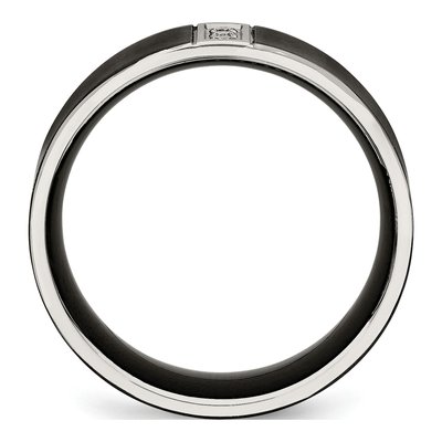 Black Stainless Steel CZ Wedding Band – view 2