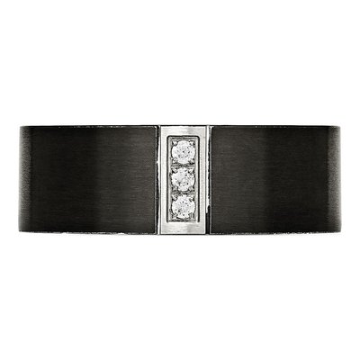 Black Stainless Steel CZ Wedding Band – view 4