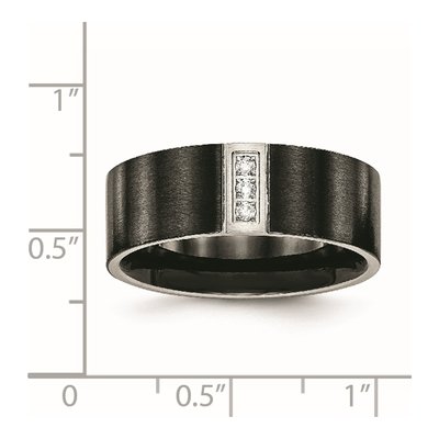 Black Stainless Steel CZ Wedding Band – view 7