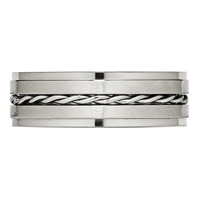 Stainless Steel 7mm Twisted Wedding Band – view 3
