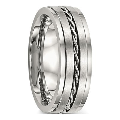 Stainless Steel 7mm Twisted Wedding Band – view 4