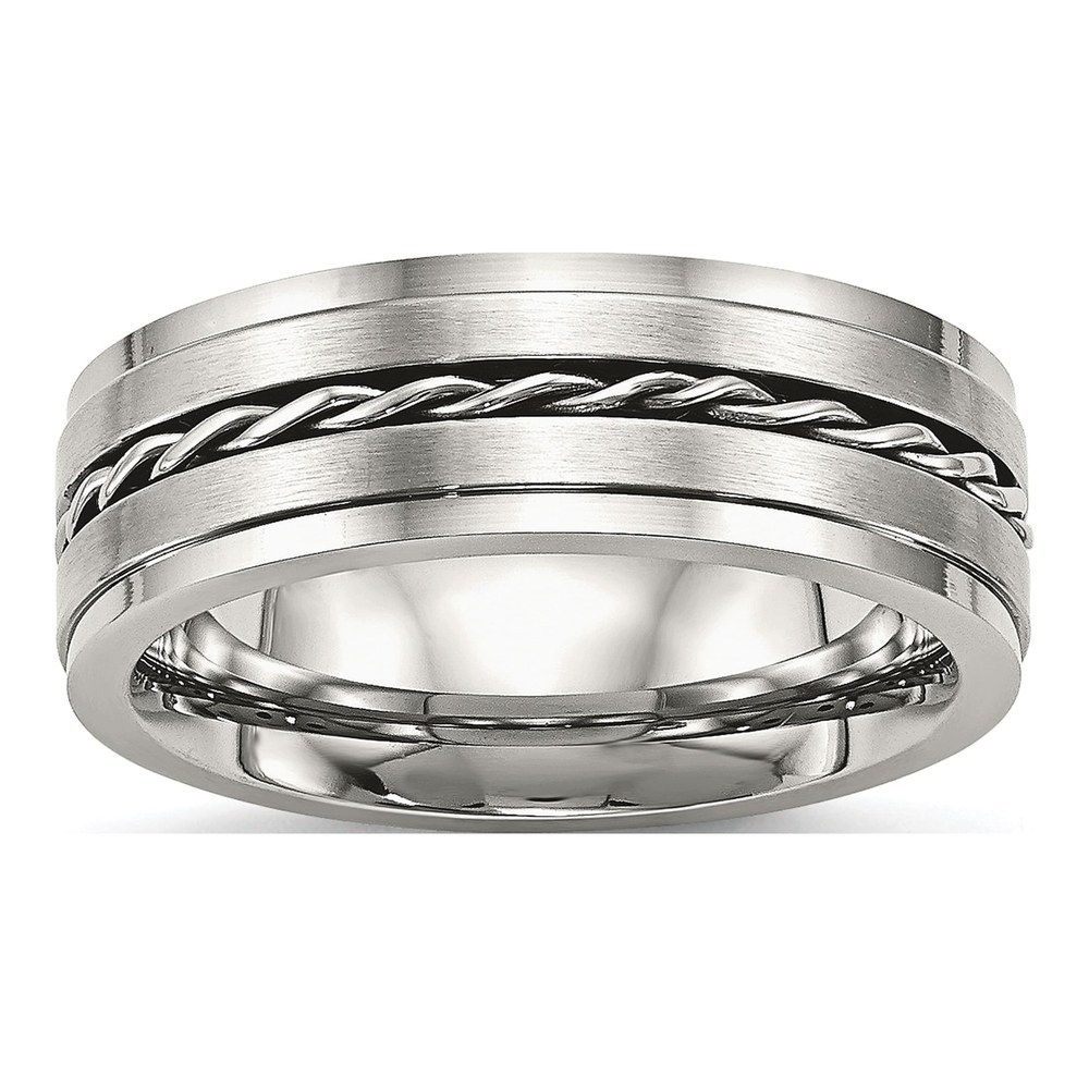 Stainless Steel 7mm Twisted Wedding Band
