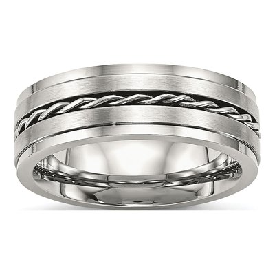 Stainless Steel 7mm Twisted Wedding Band