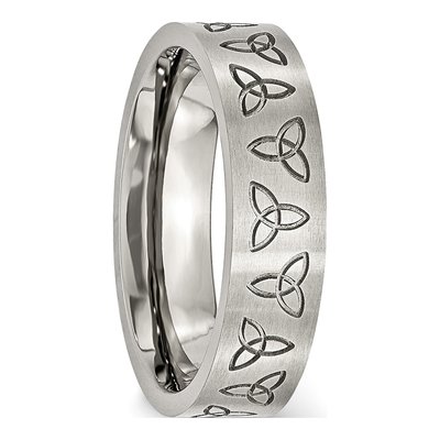 Stainless Steel 6mm Trinity Symbol Wedding Band – view 6