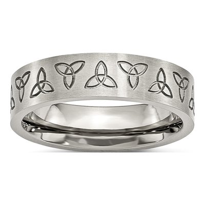 Stainless Steel 6mm Trinity Symbol Wedding Band