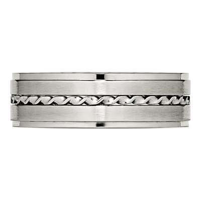 Stainless Steel 7mm Twisted Wedding Band – view 3