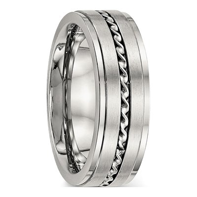 Stainless Steel 7mm Twisted Wedding Band – view 4