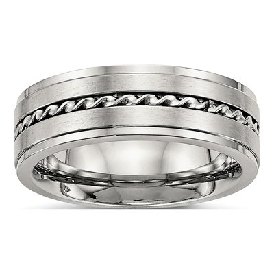 Stainless Steel 7mm Twisted Wedding Band