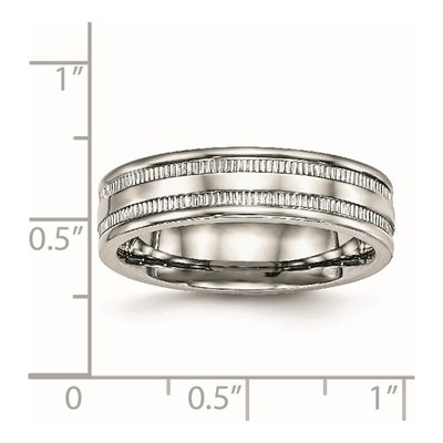 Stainless Steel 6mm Grooved Wedding Band – view 7