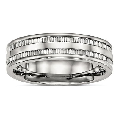 Stainless Steel 6mm Grooved Wedding Band