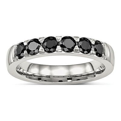 Stainless Steel CZ Wedding Band