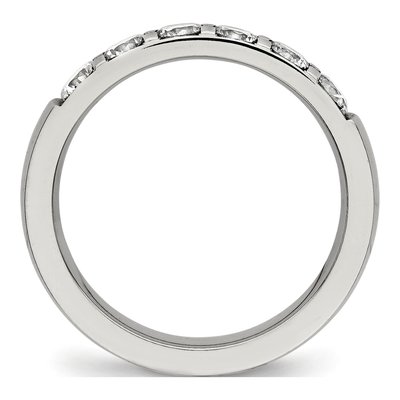 Stainless Steel CZ Wedding Band – view 3