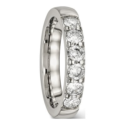 Stainless Steel CZ Wedding Band – view 6