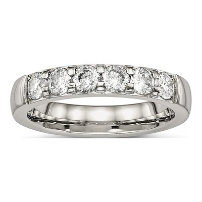 Stainless Steel CZ Wedding Band