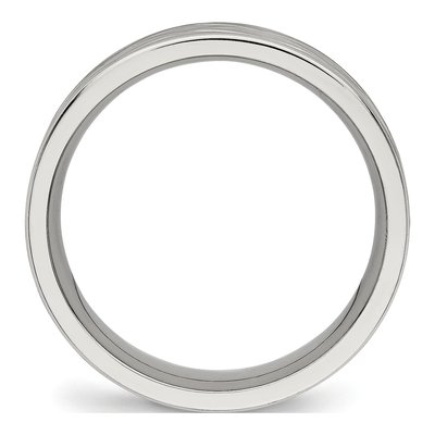 Stainless Steel Diamond-Cut Wedding Band – view 2