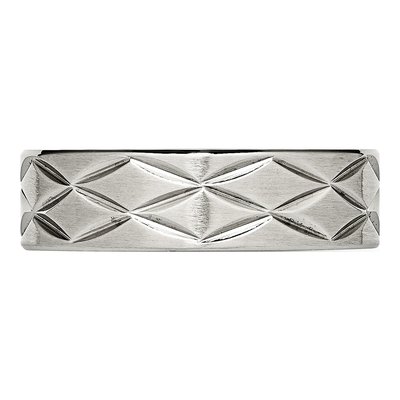 Stainless Steel Diamond-Cut Wedding Band – view 3