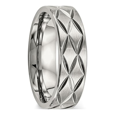 Stainless Steel Diamond-Cut Wedding Band – view 4