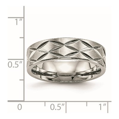 Stainless Steel Diamond-Cut Wedding Band – view 6
