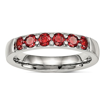 Stainless Steel CZ Wedding Band