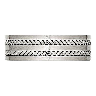 Stainless Steel 7mm Twisted Wedding Band – view 3