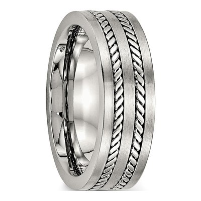 Stainless Steel 7mm Twisted Wedding Band – view 4