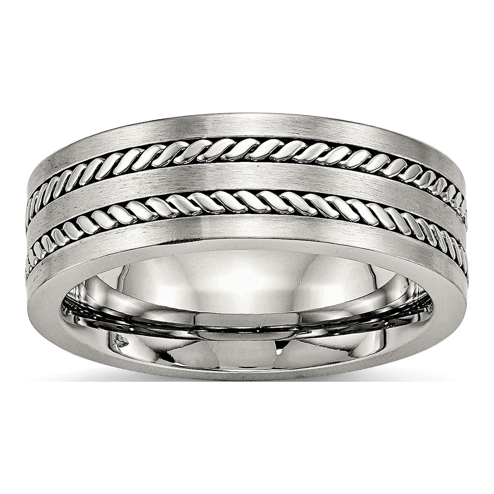 Stainless Steel 7mm Twisted Wedding Band