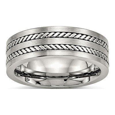 Stainless Steel 7mm Twisted Wedding Band