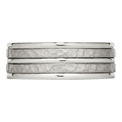 Stainless Steel 8mm Hammered Wedding Band – view 4