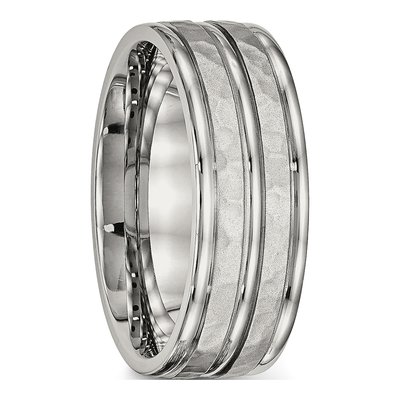 Stainless Steel 8mm Hammered Wedding Band – view 5