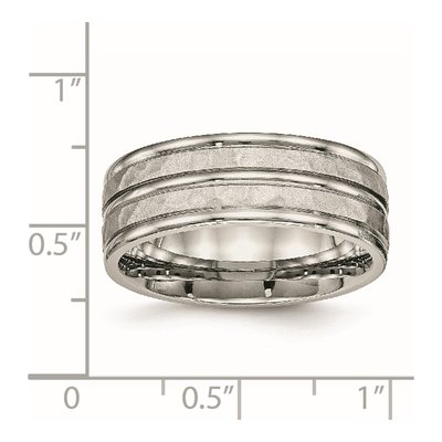 Stainless Steel 8mm Hammered Wedding Band – view 7