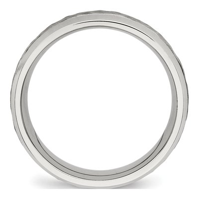 Stainless Steel 7.5mm Hammered Wedding Band – view 3