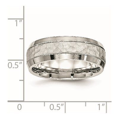 Stainless Steel 7.5mm Hammered Wedding Band – view 7