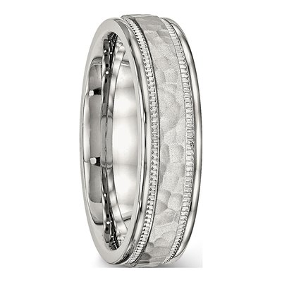Stainless Steel 6mm Hammered Wedding Band – view 6
