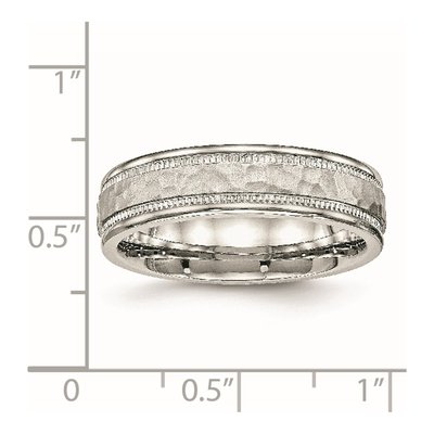 Stainless Steel 6mm Hammered Wedding Band – view 8