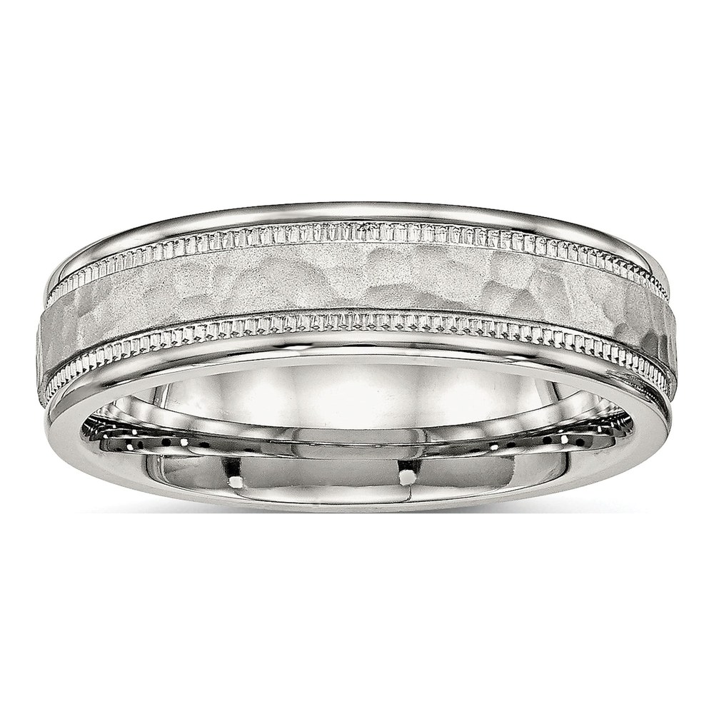 Stainless Steel 6mm Hammered Wedding Band
