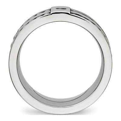 Stainless Steel CZ Twisted Wedding Band – view 2