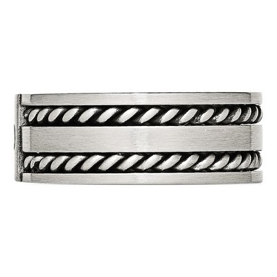 Stainless Steel CZ Twisted Wedding Band – view 3