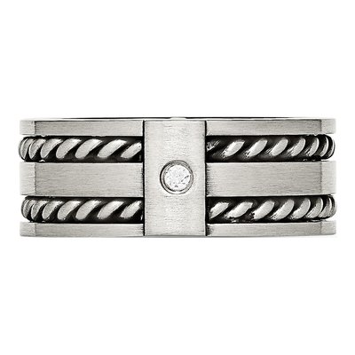 Stainless Steel CZ Twisted Wedding Band – view 4