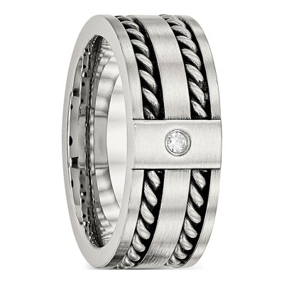 Stainless Steel CZ Twisted Wedding Band – view 5