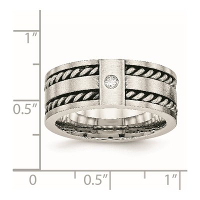 Stainless Steel CZ Twisted Wedding Band – view 7