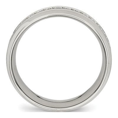Stainless Steel CZ Grooved Wedding Band – view 3