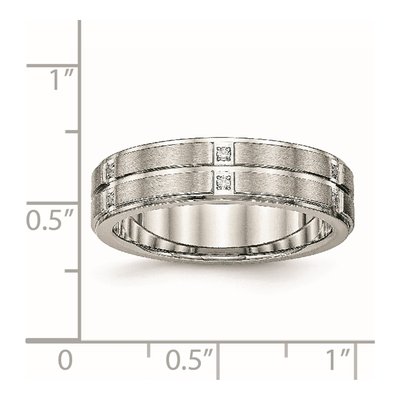 Stainless Steel CZ Ridged Wedding Band – view 7